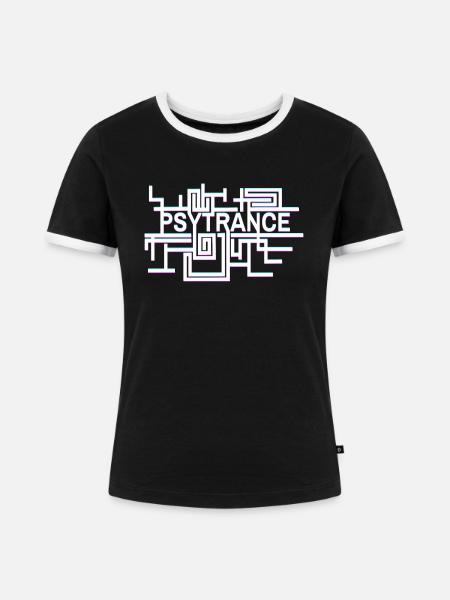 Psytrance Optik - Frauen Kontrast-T-Shirt - Schwarz/Weiß