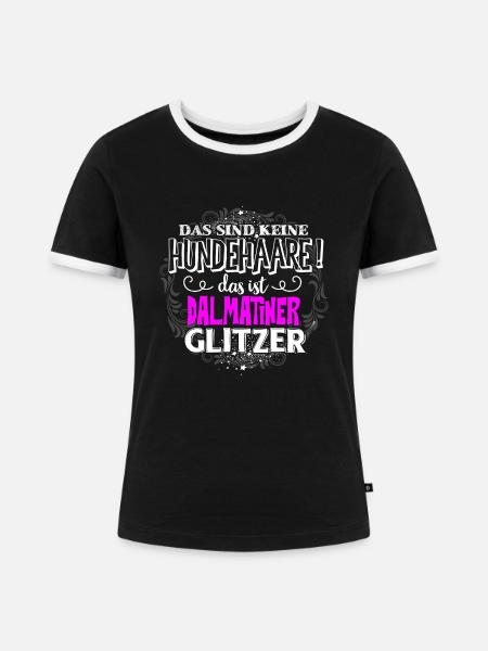 DALMATINER Glitzer - Frauen Kontrast-T-Shirt - Schwarz/Weiß