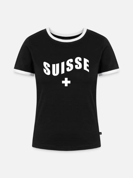 Schweiz - Suisse - Switzerland - Frauen Kontrast-T-Shirt - Schwarz/Weiß