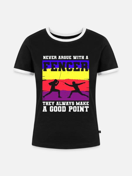 Fechten Fechter Florett - Frauen Kontrast-T-Shirt - Schwarz/Weiß