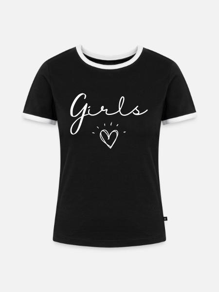 Mädchen - Frauen Kontrast-T-Shirt - Schwarz/Weiß