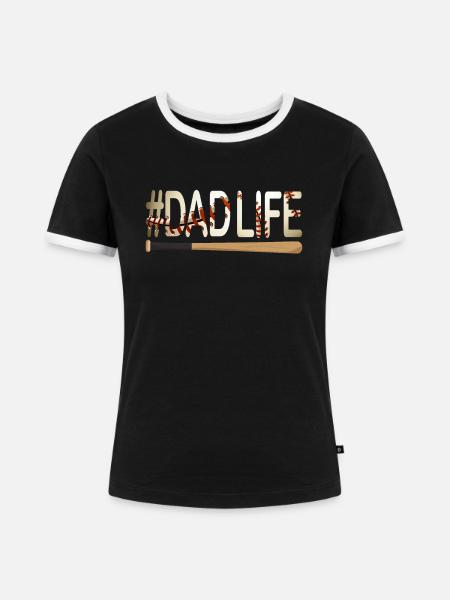 Baseball #Dadlife - Frauen Kontrast-T-Shirt - Schwarz/Weiß