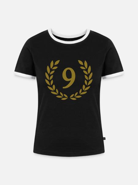 9 - Frauen Kontrast-T-Shirt - Schwarz/Weiß
