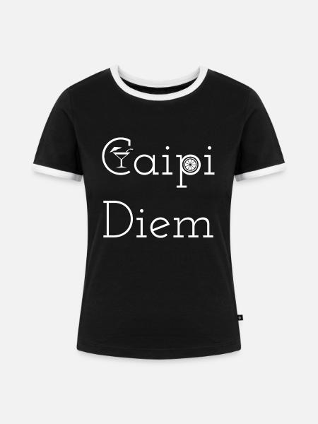 Caipi-Diem Caipirinha Cocktail - Frauen Kontrast-T-Shirt - Schwarz/Weiß
