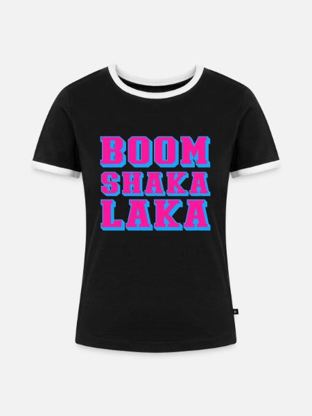 boom shaka laka - Frauen Kontrast-T-Shirt - Schwarz/Weiß