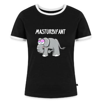 Elefant, Lustig Mastubieren - Frauen Kontrast-T-Shirt - Schwarz/Weiß - Vorne - Selfina (174cm)