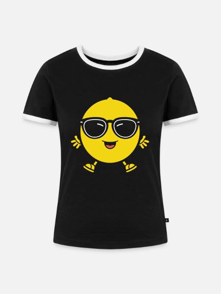 Zitrone - Frauen Kontrast-T-Shirt - Schwarz/Weiß