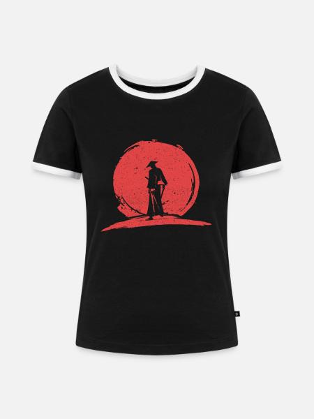 Samurai Ronin - Frauen Kontrast-T-Shirt - Schwarz/Weiß