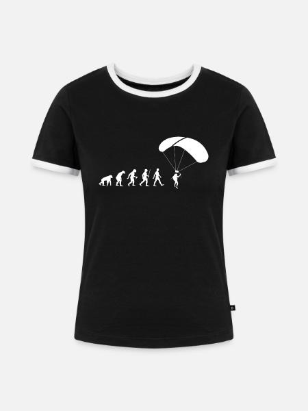 Evolution Paragleiten - Frauen Kontrast-T-Shirt - Schwarz/Weiß