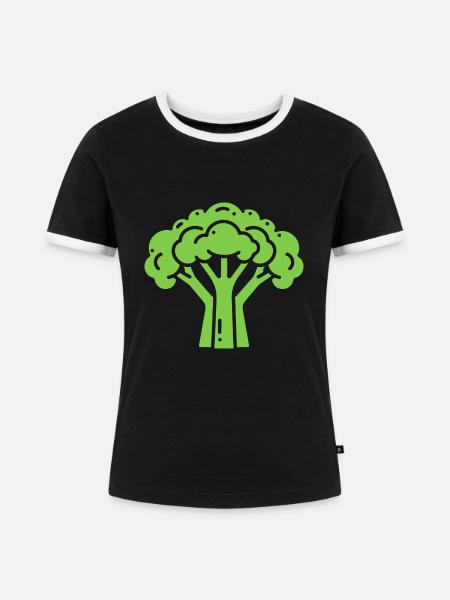 Brokkoli - Frauen Kontrast-T-Shirt - Schwarz/Weiß