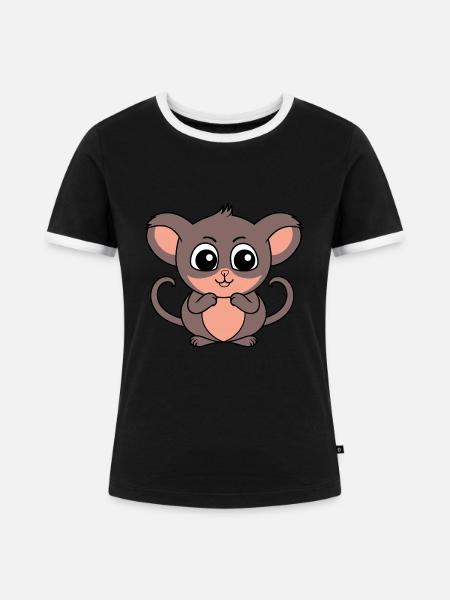 Koboldmaki - Frauen Kontrast-T-Shirt - Schwarz/Weiß
