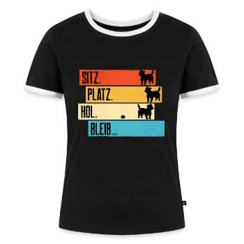 Jack Russel Apportiert nicht! Witz - Frauen Kontrast-T-Shirt - Schwarz/Weiß - Vorne - Selfina (174cm)
