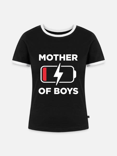 Mutter von Jungen - Frauen Kontrast-T-Shirt - Schwarz/Weiß