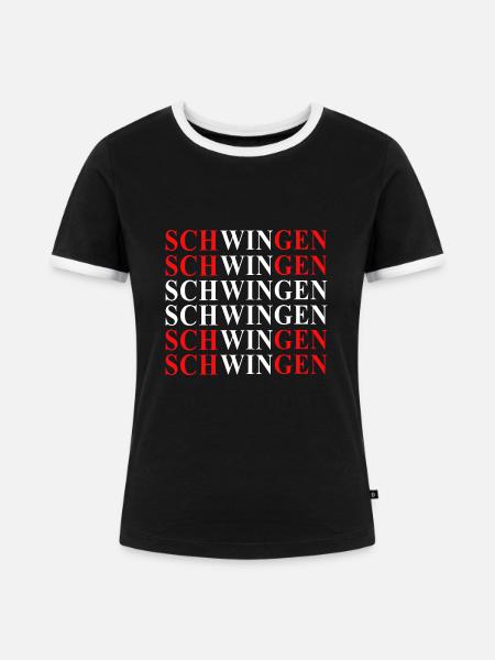 Schwingen Text Schweiz - Frauen Kontrast-T-Shirt - Schwarz/Weiß