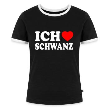 Ich liebe schwanz - Frauen Kontrast-T-Shirt - Schwarz/Weiß - Vorne - Selfina (174cm)