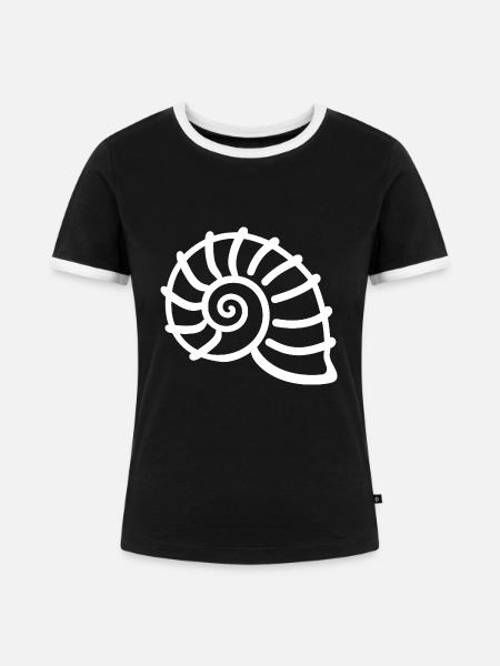 Muschel - Frauen Kontrast-T-Shirt - Schwarz/Weiß