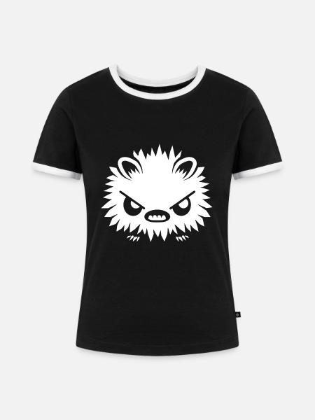 Stachelschwein - Frauen Kontrast-T-Shirt - Schwarz/Weiß