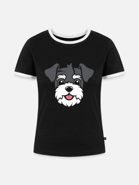 Schnauzer - Frauen Kontrast-T-Shirt - Schwarz/Weiß