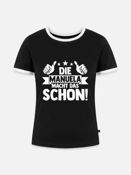 Manuela - Frauen Kontrast-T-Shirt - Schwarz/Weiß