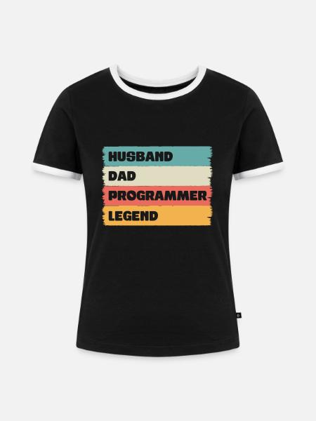 Husband Dad programmer Legend - Frauen Kontrast-T-Shirt - Schwarz/Weiß