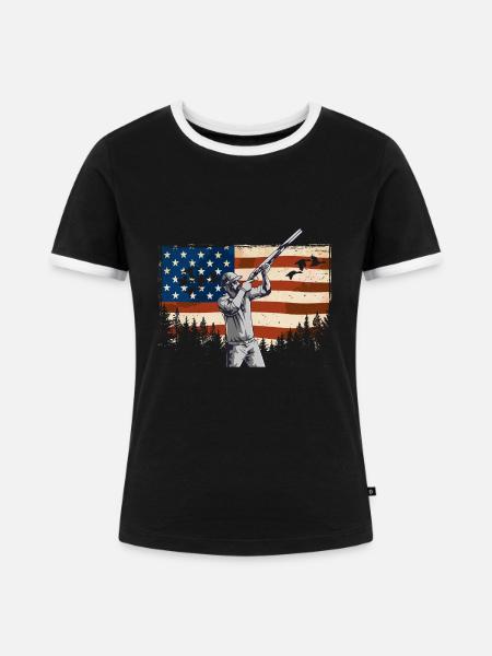 Jäger Jagen Entenjagd - Frauen Kontrast-T-Shirt - Schwarz/Weiß