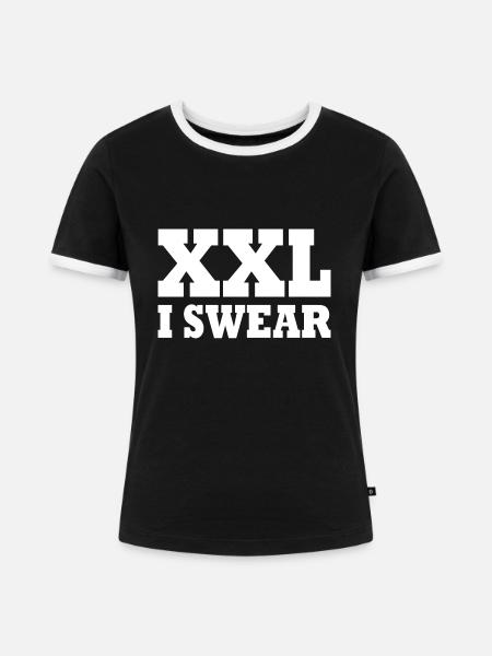 XXL - Frauen Kontrast-T-Shirt - Schwarz/Weiß