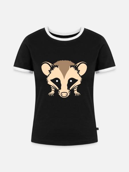 Opossum - Frauen Kontrast-T-Shirt - Schwarz/Weiß