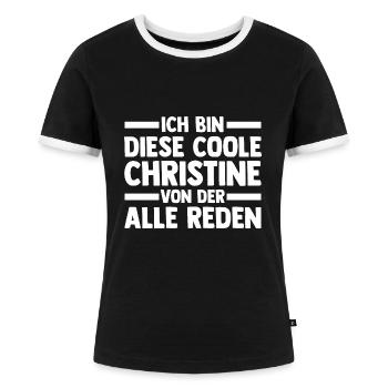 Christine - Frauen Kontrast-T-Shirt - Schwarz/Weiß - Vorne - Selfina (174cm)