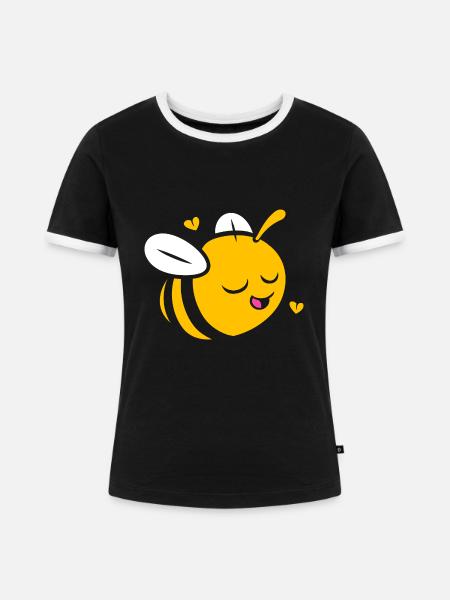 Biene - Frauen Kontrast-T-Shirt - Schwarz/Weiß