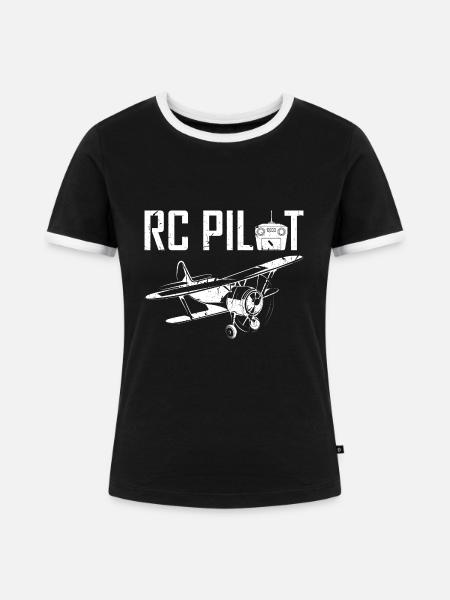 Plane RC Pilot - Frauen Kontrast-T-Shirt - Schwarz/Weiß