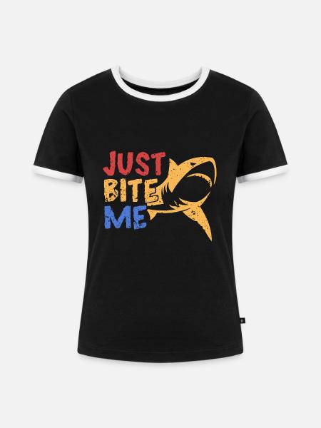 Beiß mich einfach - Frauen Kontrast-T-Shirt - Schwarz/Weiß