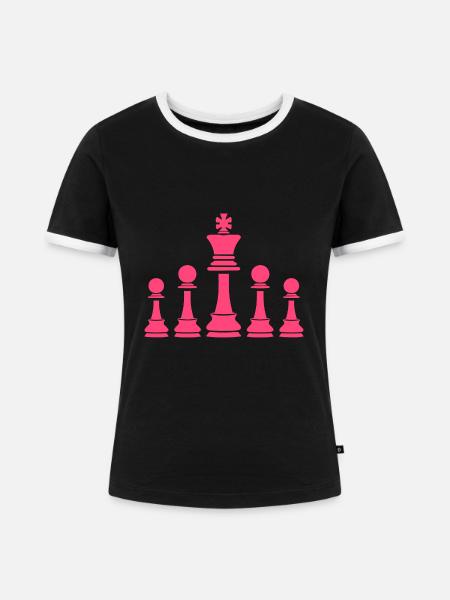 Schachspiele - Frauen Kontrast-T-Shirt - Schwarz/Weiß