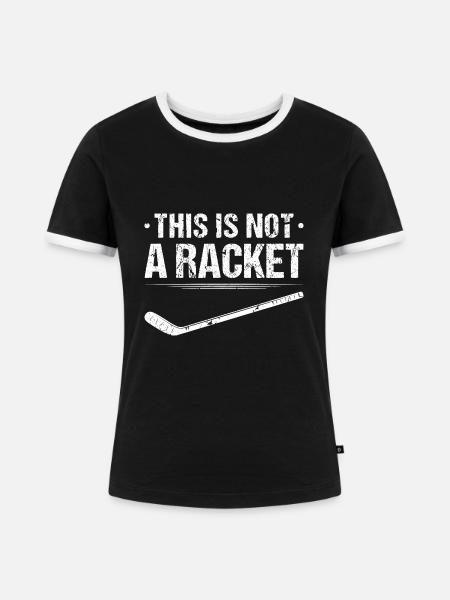 Hockeyschläger für Eishockey-Fan - Frauen Kontrast-T-Shirt - Schwarz/Weiß
