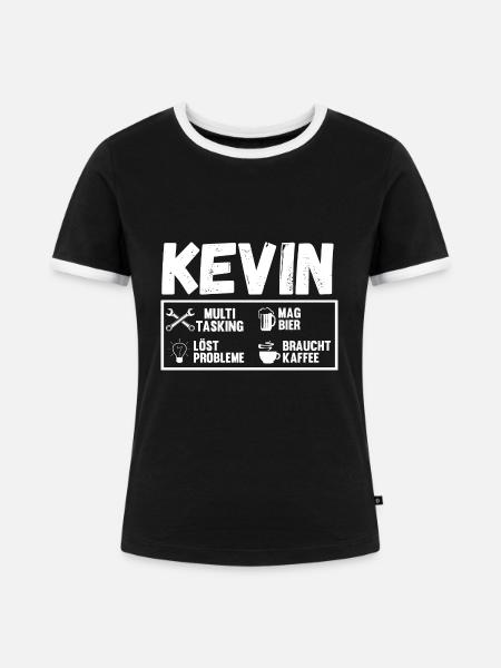 Kevin - Frauen Kontrast-T-Shirt - Schwarz/Weiß