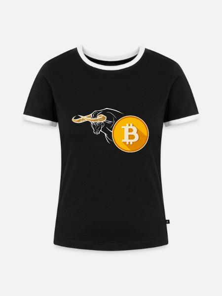 Bitcoin Bulle - ONE - Kryptowährung Fandesign - Frauen Kontrast-T-Shirt - Schwarz/Weiß