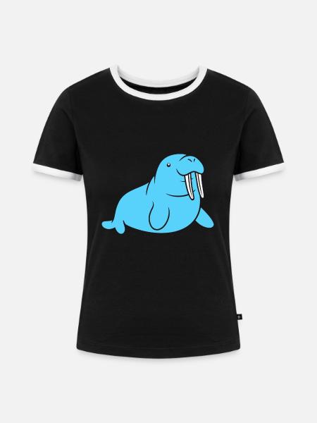 Walross - Frauen Kontrast-T-Shirt - Schwarz/Weiß
