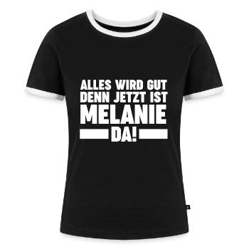 Melanie - Frauen Kontrast-T-Shirt - Schwarz/Weiß - Vorne - Selfina (174cm)