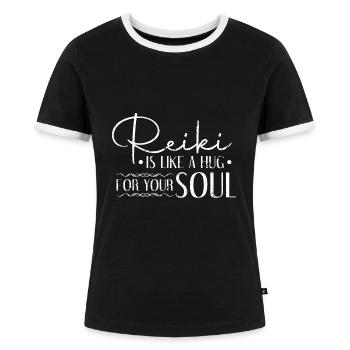 Reiki - Frauen Kontrast-T-Shirt - Schwarz/Weiß - Vorne - Selfina (174cm)