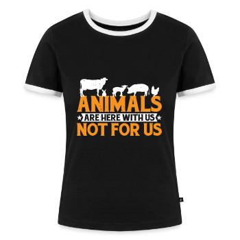 Animals Are Here With Us Not For Us 3 - Frauen Kontrast-T-Shirt - Schwarz/Weiß - Vorne - Selfina (174cm)