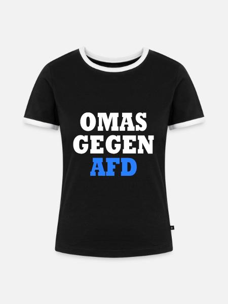Omas gegen afd - Frauen Kontrast-T-Shirt - Schwarz/Weiß