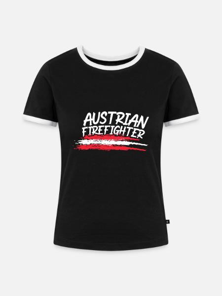 Austrian Firefighter -SIX - Frauen Kontrast-T-Shirt - Schwarz/Weiß