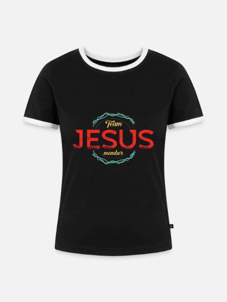 Team Jesus - Frauen Kontrast-T-Shirt - Schwarz/Weiß