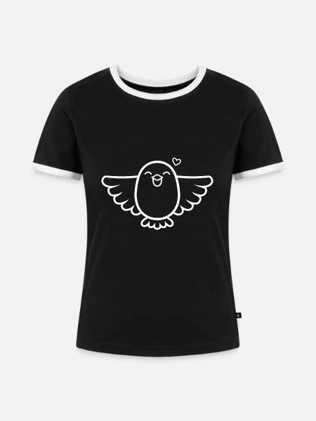 Taube - Frauen Kontrast-T-Shirt - Schwarz/Weiß