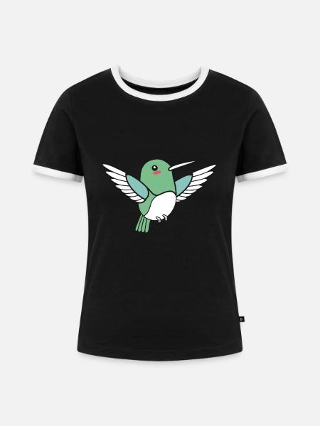 Kolibri - Frauen Kontrast-T-Shirt - Schwarz/Weiß