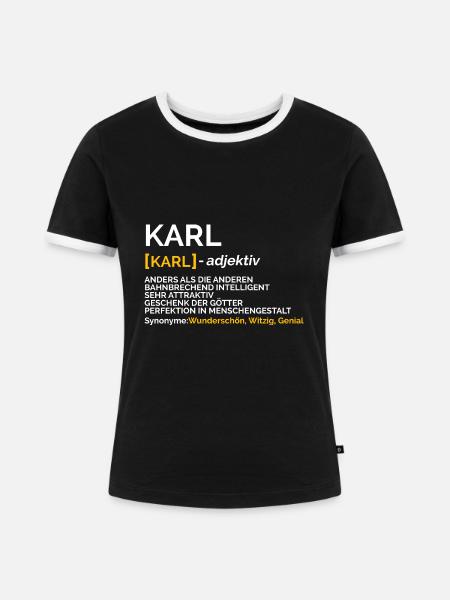 Karl - Frauen Kontrast-T-Shirt - Schwarz/Weiß