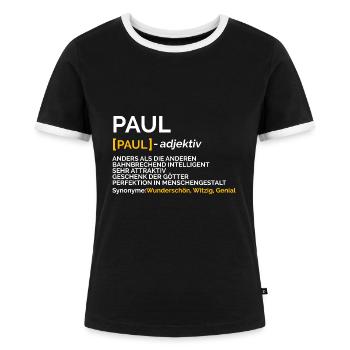 Paul - Frauen Kontrast-T-Shirt - Schwarz/Weiß - Vorne - Selfina (174cm)