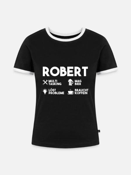Robert - Frauen Kontrast-T-Shirt - Schwarz/Weiß