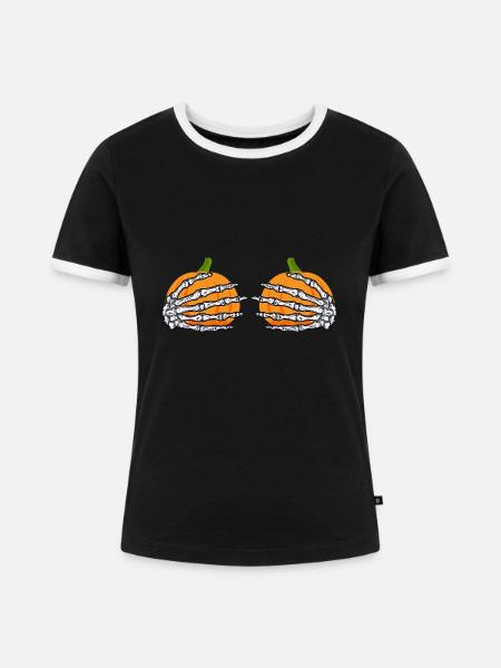 Pumpkin Boobs Halloween Costume - Frauen Kontrast-T-Shirt - Schwarz/Weiß