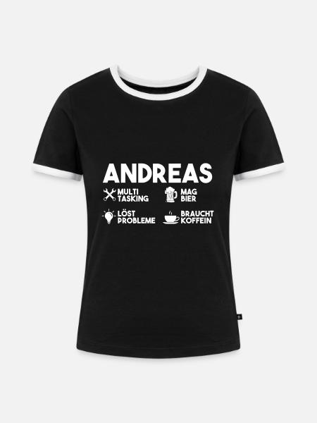 Andreas - Frauen Kontrast-T-Shirt - Schwarz/Weiß