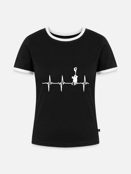 Cheerleading herzfrequenz - Frauen Kontrast-T-Shirt - Schwarz/Weiß
